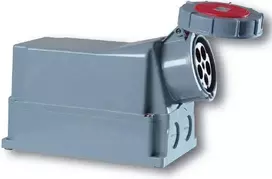 PCE Fiksuotas lizdas 125A 5P 400V raudona IP67 su spyna (145-6p)