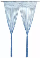 Užuolaida, mėlyna, 140x240cm, medvilnė, makrame stilius