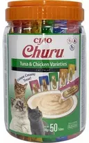 Kačių Priedas - INABA Churu Įvairovės Vištiena ir Tunas 50 x 14g Be Gluteno