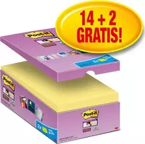 „Post-it“ lipnūs lapeliai „Post-it Super Sticky“ (655-P16SSCY-EU), 127 x 76 mm 16 x 90 kortelės, geltona, 2 NEMOKAMAI