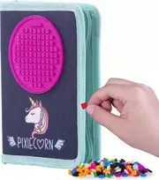 Penalas PIXIE užtrauktuko mokyklinis pieštukų dėklas, PIXIE CREW, vienaragis, purpurinė plokštė