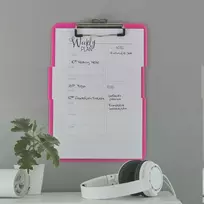 Pagrindas rašymui Leitz WOW, A4, be atvertimo, su prispaudėju viršuje, plastikinis, rožinės spalvos