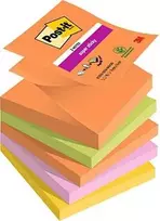 Lipnūs lapeliai užrašams 3M Post-it® Super Sticky, 76x76mm, 5 vnt. po 90lapų