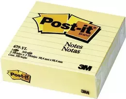 Post-it Blokas 675-YL 100x100mm linijomis, geltona (3M0257)