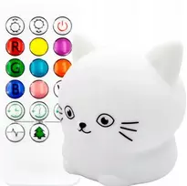 Vaikiškas LED šviestuvas katinėlis, RGB su valdymo pulteliu