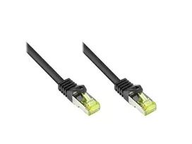 Good Connections Geros jungtys. RJ45 komutacinis kabelis su Cat.7 Roh. Kabelis su apsauga nuo skląsčio (RNS), S/FTP, PiMF, 600MHz, OFC, juodas, 1,5m, (8070R-015S).