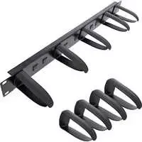 InLine® 19" cable management panel, 9 plastikas brackets removable, RAL 9005, juodas