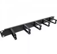 InLine® 19" Cable management panel, 5 small brackets, RAL9005, juodas