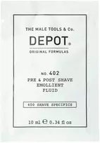 „Depot 400 Shave Specifications No. 402“ raminamasis skystis prieš ir po skutimosi su eteriniais aliejais, 10 ml