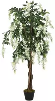 Dirbtinė visterija, žalios ir baltos spalvos, 80cm, 560 lapų