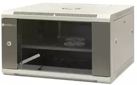 EMITERNET Vienguba pakabinama spintelė 19'' 6U, skardos/stiklo durys, 600×600×370mm plotis/gylis/aukštis. EM/AP6606
