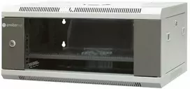 EMITERNET Vienos sienos pakabinama spintelė 19'' 4U, skardos/stiklo durys, 600×450×280mm plotis/gylis/aukštis. EM/AP6404