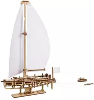 Ugearsmodels Graži vandenyno jachta su baltomis burėmis - mechaninis surinkimo modelis - fanera - 95 elementai - Ugears