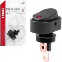Elipsinis jungiklis su raudonu apšvietimu 12/24V max 30A ON/OFF AMIO-03089