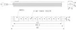 „Gembird EnerGenie EG-PDU-9F2F“ maitinimo blokas (PDU), 10 vnt. C13 lizdų, 1U, 16A, C20 kištukas, 2 m kabelis, juodas
