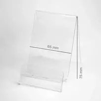 OEM Plexi vertikalus laikiklis / telefono stovas su vieta kainai (Išmanusis telefonas - 65 mm)