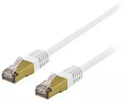 S/FTP Cat6a DELTACO patch kabelis, delta cert, LSZH, 0,5 m, baltas / SFTP-60VAH