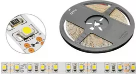 GTV 3528 blykstės juosta, 600 LED šaltai baltos spalvos, 48 W, atspari vandeniui 8 mm, ritinys