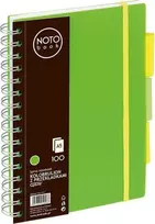 Bloknotas NOTOBOOK, Grand, A5, langeliais, 100 lapų, 80gsm, su spirale šone, žalios sp. plastikinis viršelis
