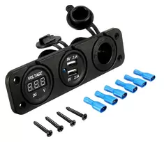 Pls37A 12V cigarečių degiklio lizdas su dviem 5V USB