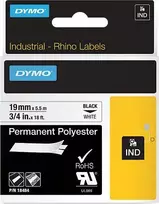 Dymo Poliesterio juosta spausdintuvams truko 19mm x 5,5m juoda ant balto S0718220 18484 - 18484