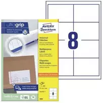 Lipnios etiketės Avery Zweckform, A4, 97x67,7mm, 8 etiketės lape, su rėmeliu, 100 lapų, baltos spalvos