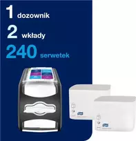 Tork Xpressnap Fit - Pradinis rinkinys - Stalinis servetėlių dozatorius + 2 servetėlių įdėklai
