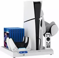 iPega P5S028 viskas viename įkrovimo stovas su aušinimu, skirtas PS5/PS5 Slim Juodas