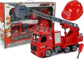 Žaislinis ardomas ugniagesių gelbėtojų autokeltuvas su priedais Lean Toys, raudonas, 54x32x9,5 cm
