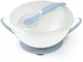 Baby Ono BabyOno lėkštė limpančiu dugnu + šaukštelis Nuo 6+ mėn., mėlyna, 1063/05