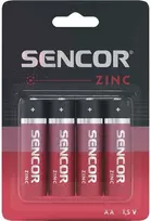 Sencor vienkartinės cinko anglies AA baterijos, 4 vnt. pakuotėje