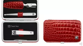 ZWILLING CLASSIC INOX Rinkinys kelioninis - raudonas odinis dėklas, 3 elementai