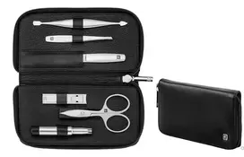 Zwilling Zwilling Twinox kelioninis rinkinys, juodas, odinis dėklas, 6 vnt