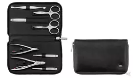 ZWILLING TWINOX Rinkinys kelioninis – juoda skórzane etui, 8 dalys