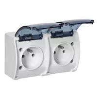 Orno Lizdas Dvigubas kištukinis lizdas 2x2P+Z AQUATIC, IP44, baltai dūminis