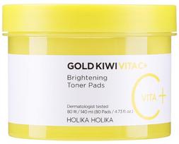 Veido tonikas, padeliai Holika Holika Gold Kiwi Vita C+, 140 ml, 80 vnt.