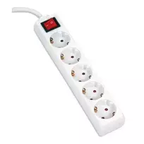 Ilgiklis su įžeminimu OMEGA, 5m, 16 A, 5 lizdai, F Tipo, Schuko German, Baltas