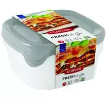 Plastikinių maisto laikymo indelių rinkinys CURVER Fresh&Go, mėtinės, pilkos, rausvos sp., 3x0,8L