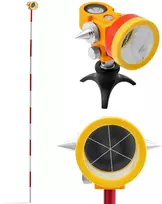 Steinberg Systems Mini prizminis geodezinis tolimačio veidrodis su stulpu ir pagrindo sidabrine danga sk. 3,6 cm 1,26 m