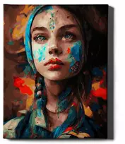 Mergina dažuose 40*50 cm