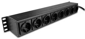 Maitinimo Blokas - LINDY 1.5U 8 Schuko lizdai, PDU, 3500W, 250VAC, 16A, Horizontalus Stovas, Juodas