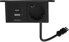 Maitinimo lizdas DELTACO OFFICE, po stalu, kampinis, 1x21W A+C USB krovimas, GST18 kabelio jungtis / GT-1101 / 1902243