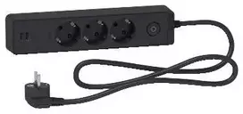 Schneider Electric Ilgiklis Schneider, 3 lizdai, 1,5 m, juodas, + 2 USB; ST943U1B