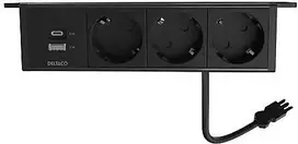 Maitinimo lizdas DELTACO OFFICE, 3 lizdai, 1x21W A+C USB krovimas, GST18 kabelio jungtis / GT-1103 / 1902244