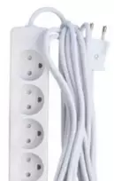 Thorkild Larsen E-line 5-lizdų 2x1.0 - H05VV-F, baltas usb, 230V/13A, plastikinis laidas, 5m