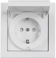 ABB Lizdas su įžeminimu, su atlenkiamu dangteliu, 250 V/16 A, IP44, su rėmeliu, baltas