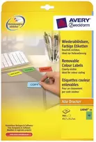 Avery Zweckform „Avery“ spalvotos mini etiketės, žalios, žalia, lipni spausdintuvo etiketė, A4, popierius, lazerinis / rašalinis, nuimamos