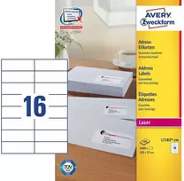 Avery Zweckform Avery L7182-100, Balta, Lipni spausdintuvo etiketė, A4, Stačiakampis, 105 mm, 37 mm