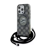 Karl Lagerfeld IML Monogram Crossbody K AND CH Heads MagSafe Case for iPhone 15 Pro Black