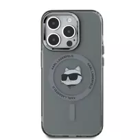 Karl Lagerfeld IML Choupette Head Metal Frame MagSafe Case for iPhone 15 Pro Max, Black